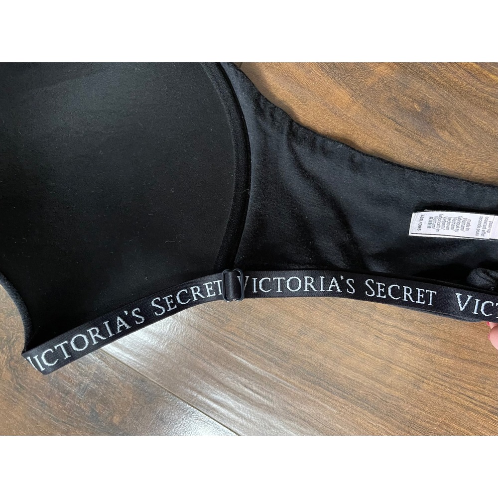 Victorias Secret Black Push-Up Full Coverage Logo Strap Bra 38D 139873-QB4 - Picture 8 of 8
